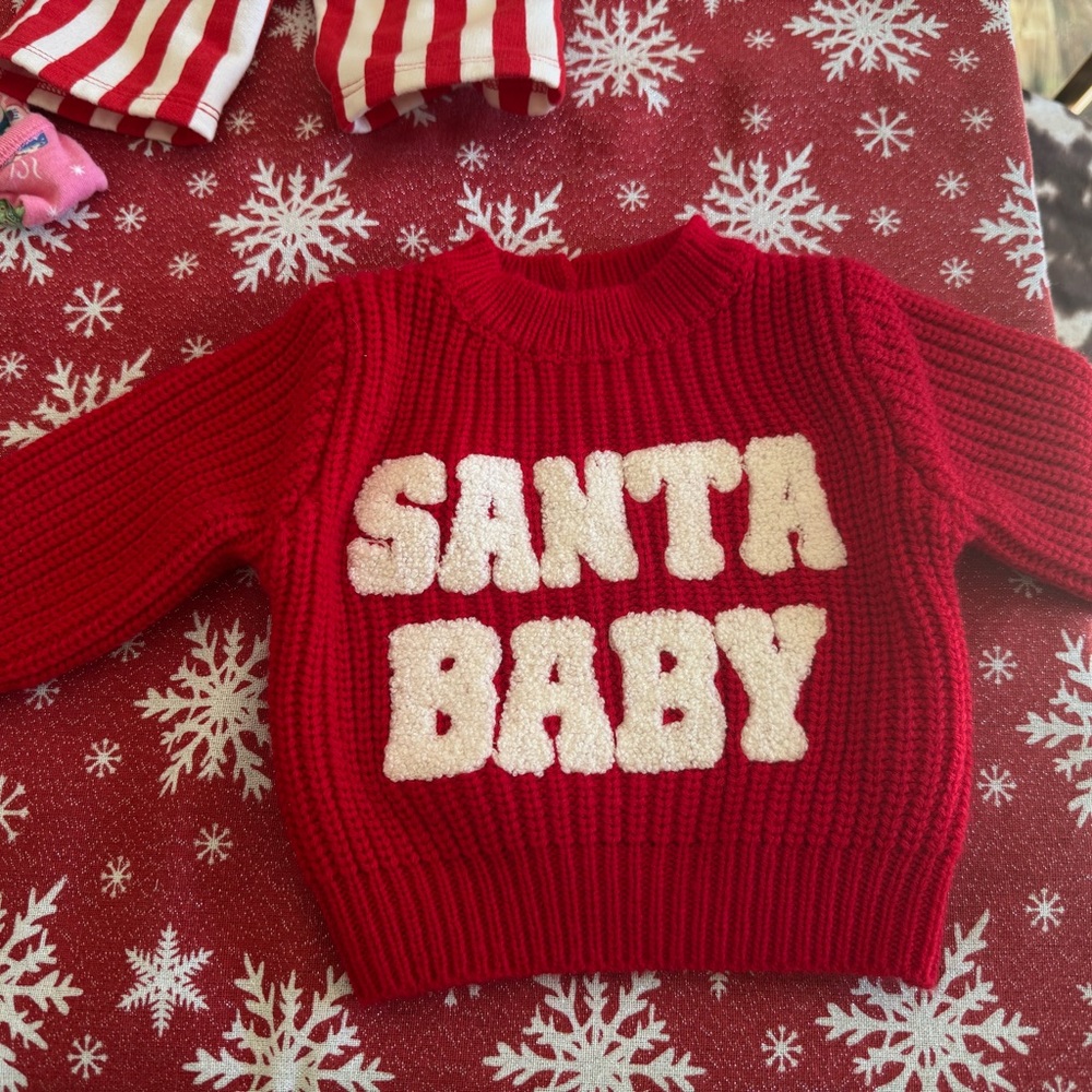 0-1m never worn Red 'Santa Baby' Sweater